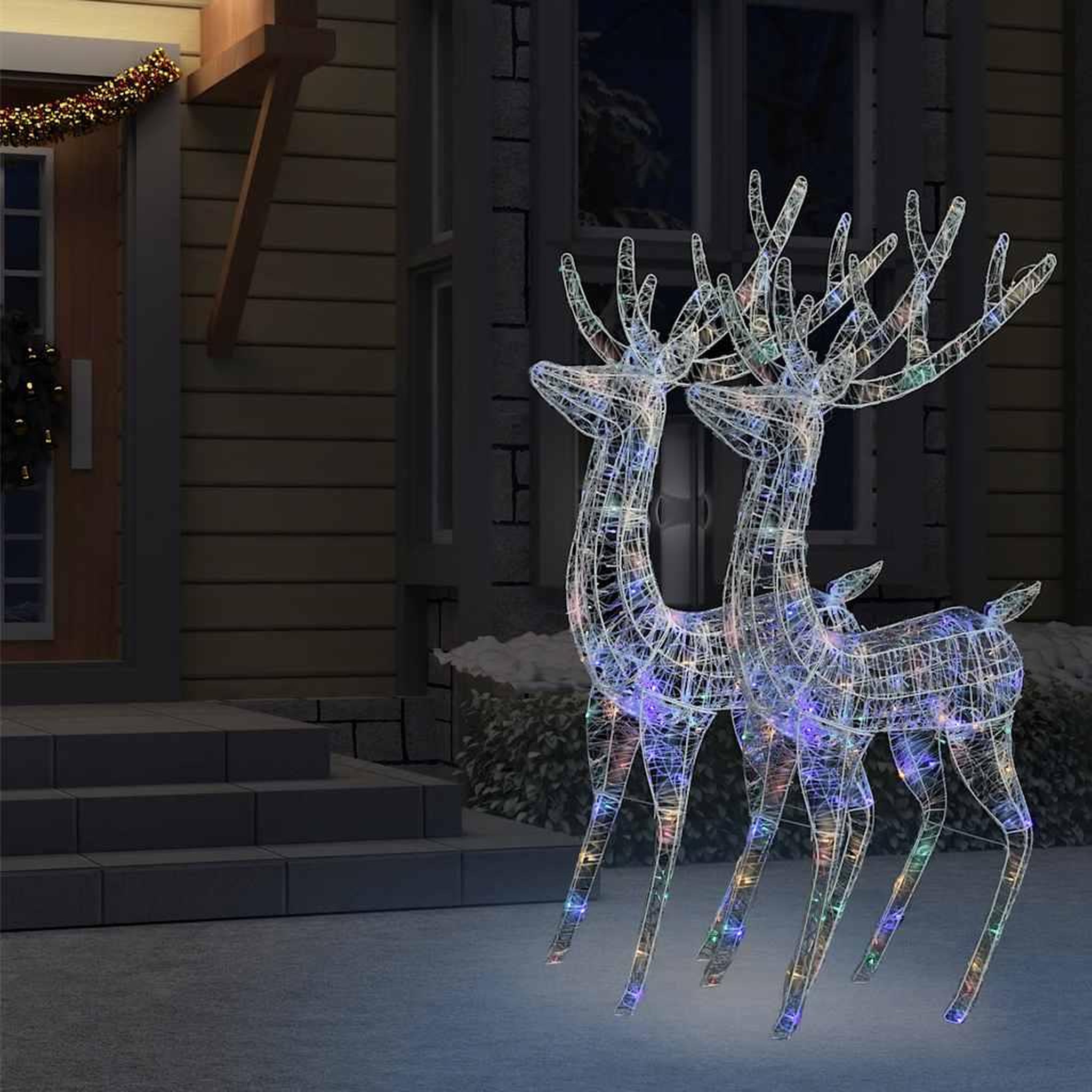 Voir la diapositive 5 : VIDAXL Rennes de noël xxl acrylique 250 led 2 pcs 180 cm multicolore