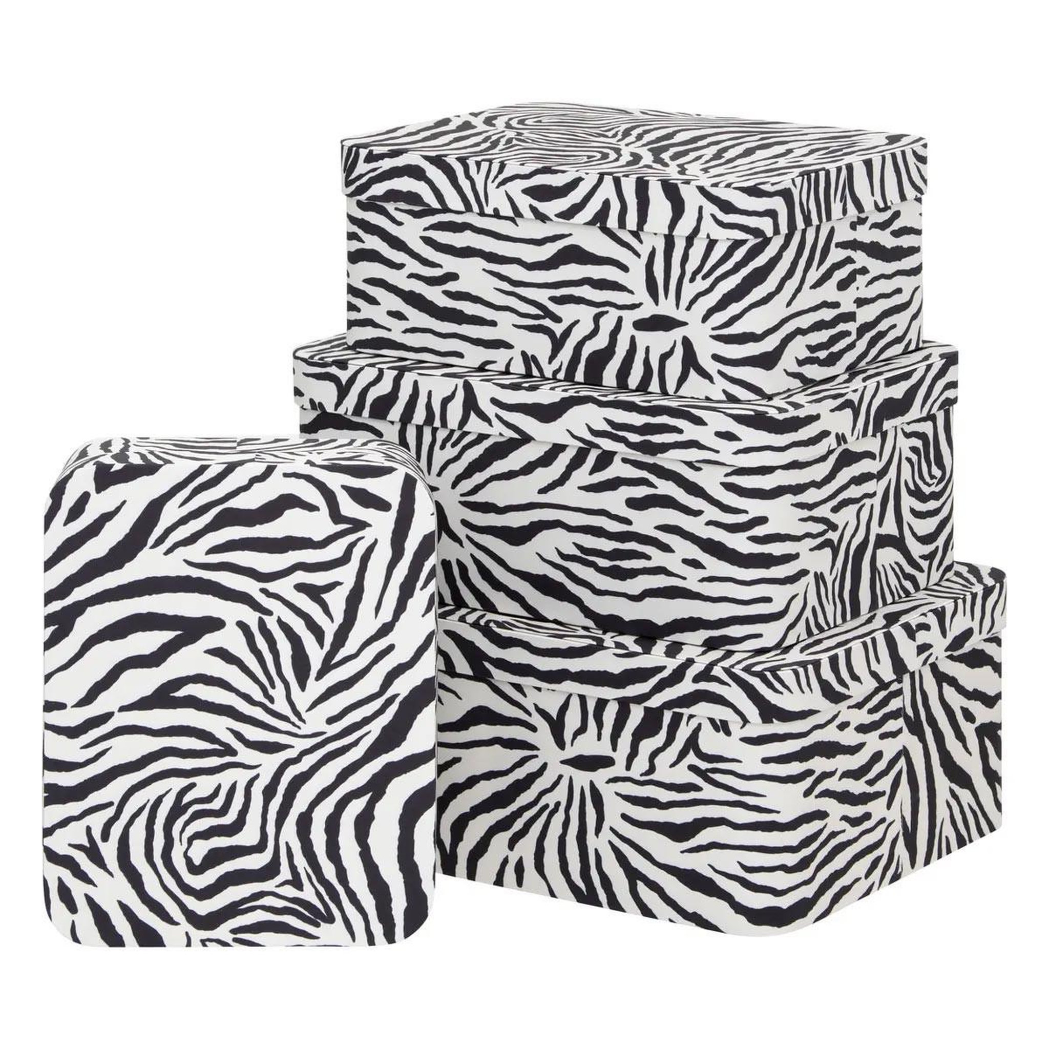 FIVE Lot de 4 boîtes déco zébra  polybox  39cm beige