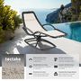 Voir la diapositive 2 : tectake Chaise longue de jardin ergonomique avec mouvement de balancement confortable beige