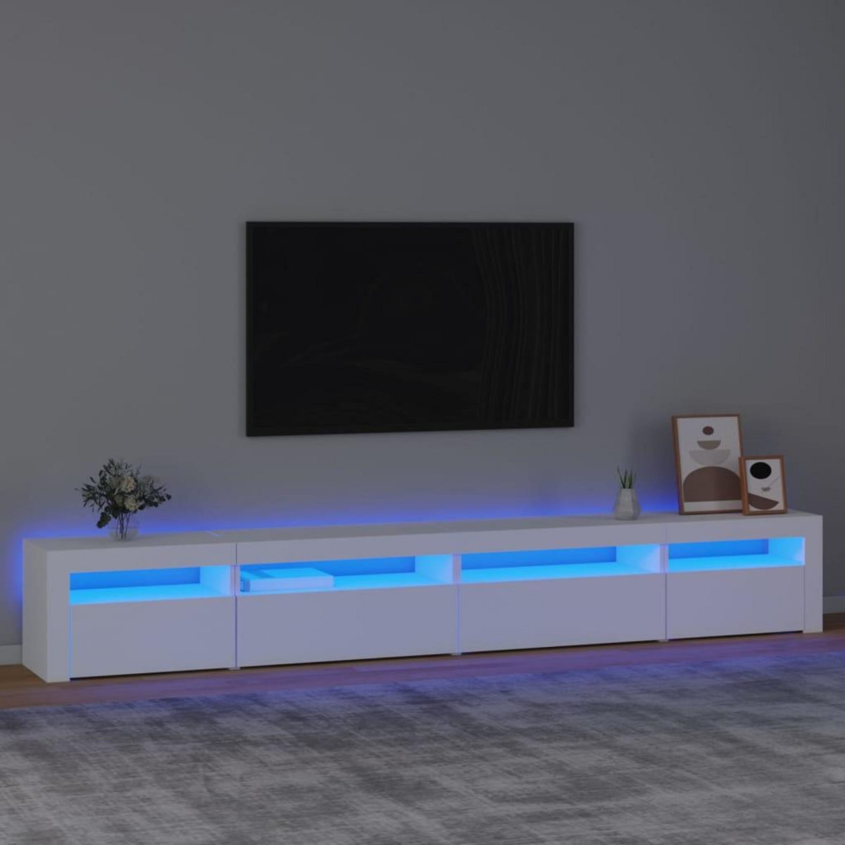 VIDAXL Meuble TV avec lumieres LED Blanc 270x35x40 cm