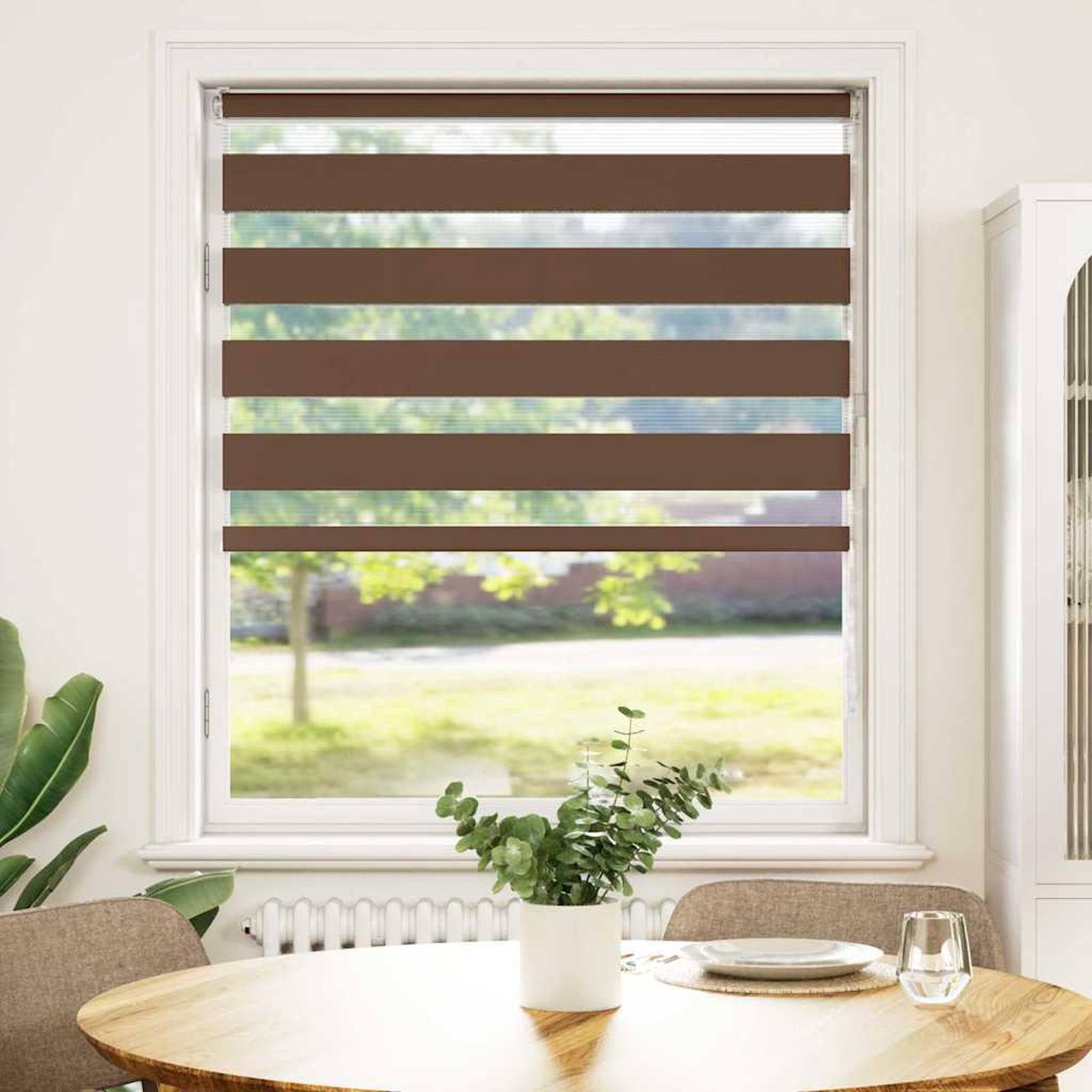 Voir la diapositive 2 : VIDAXL Store zebre marron 95x100 cm largeur du tissu 90,9 cm polyester