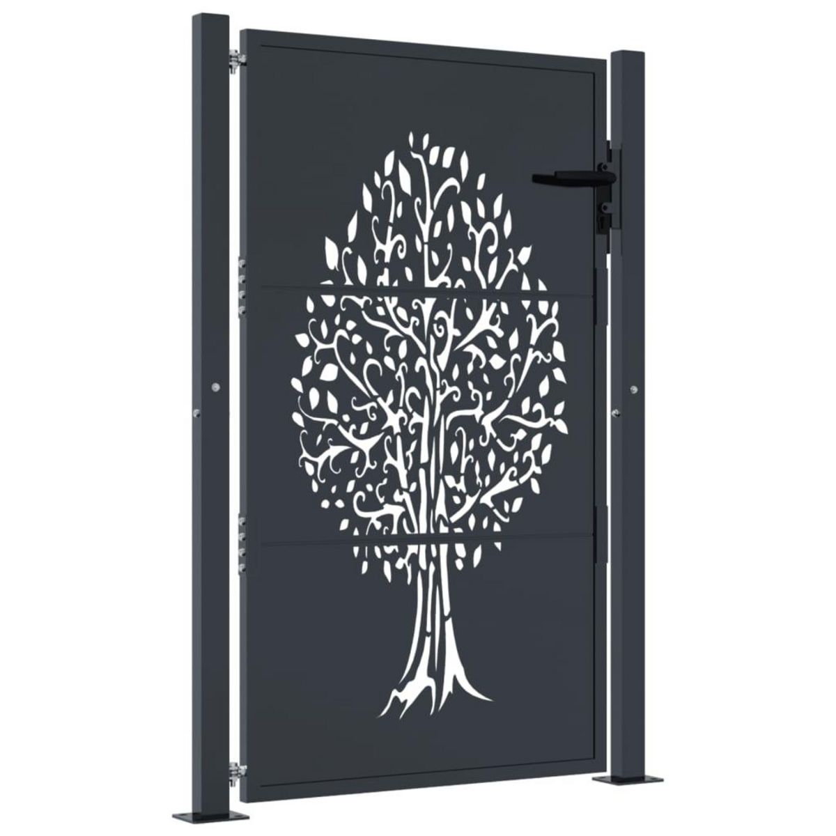 VIDAXL Portail de jardin anthracite 105x155cm acier conception d'arbre