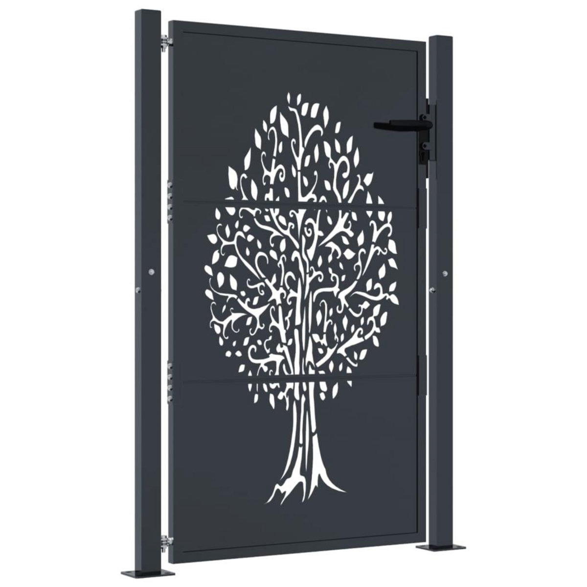 VIDAXL Portail de jardin anthracite 105x155cm acier conception d'arbre