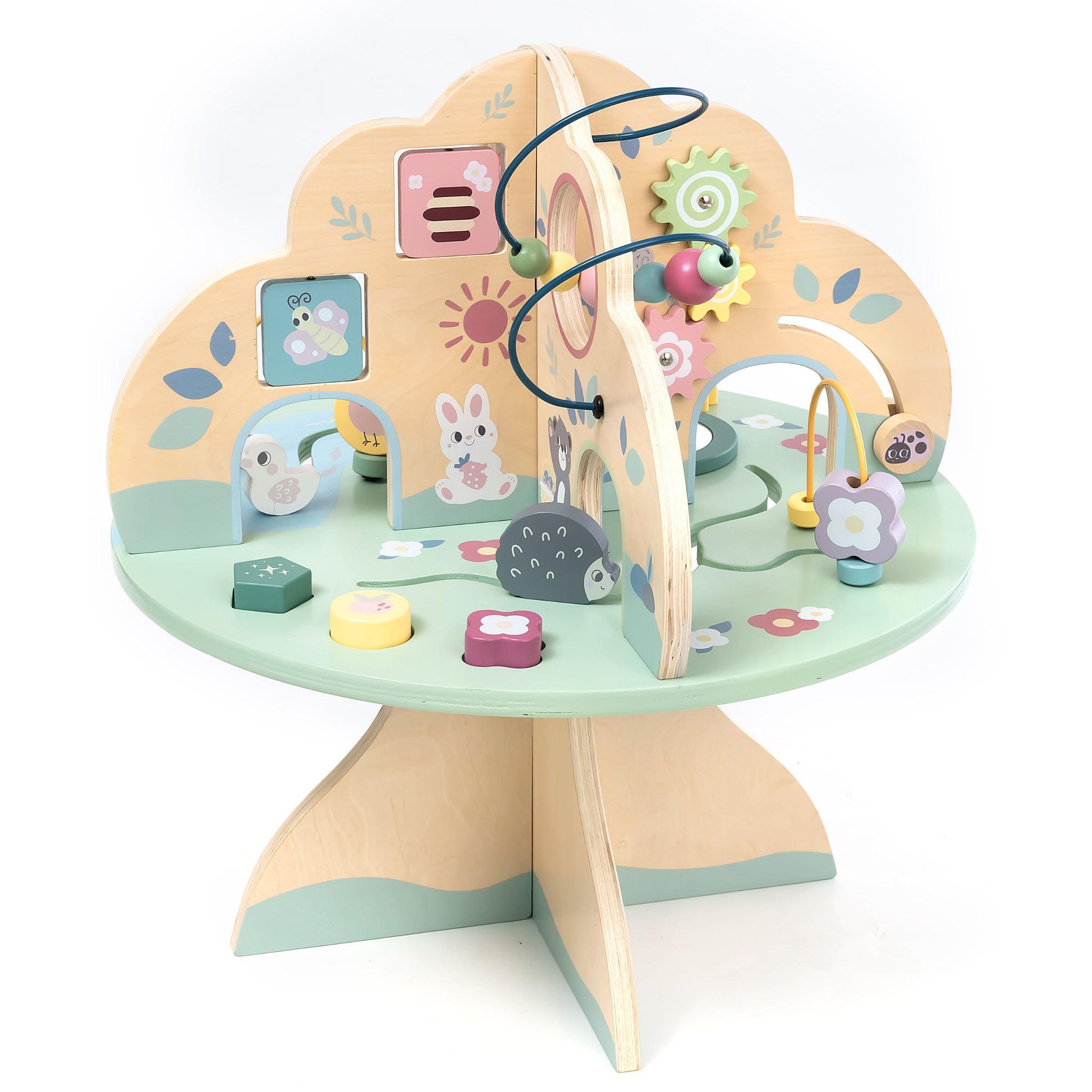 Voir la diapositive 5 : MAMABRUM Table d'Activités en Bois Arbre d'Éveil Montessori - Horloge, Trieur de Formes Boulier - Mamabrum