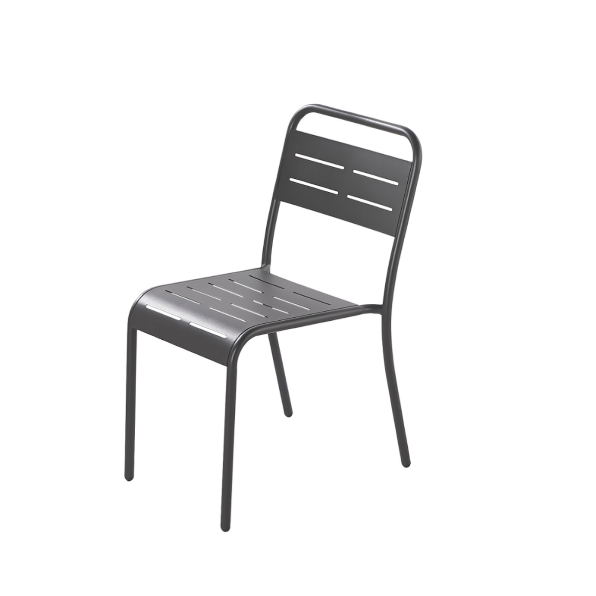 CONCEPT USINE Ensemble table + chaises gris foncé 4 places BERGAME