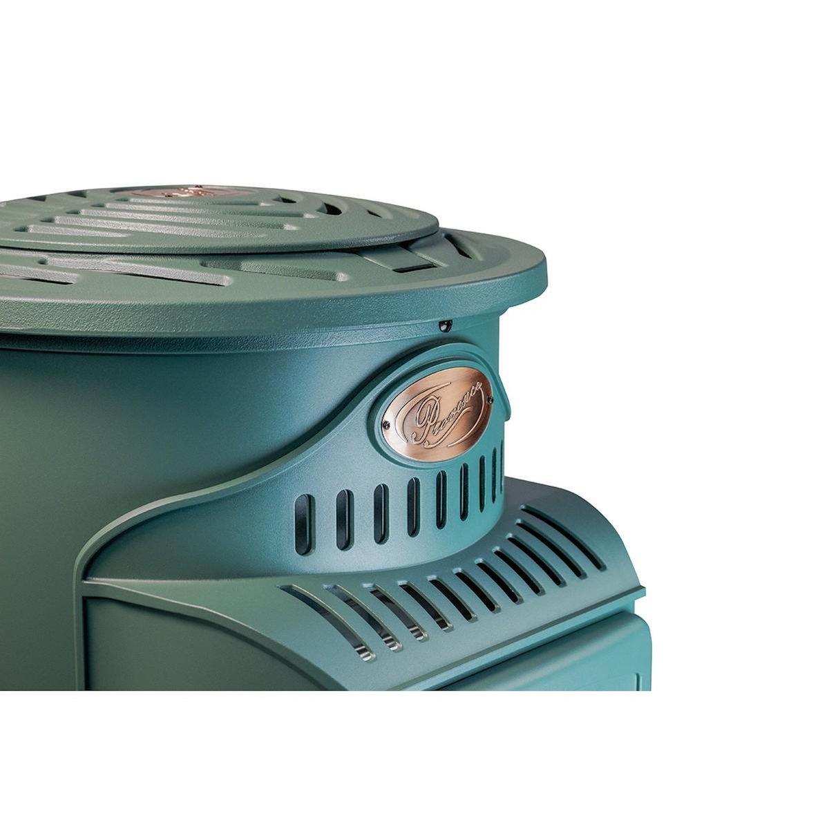 UNIVERSAL Poele à gaz 3,4 KW Vert Fonte véritable Effet poêle à bois + Tuyau gaz + détendeur butane Provence UNIVERSAL