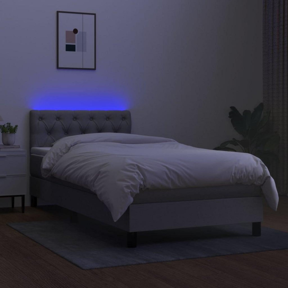 VIDAXL Sommier a lattes de lit avec matelas et LED Gris clair 80x200cm