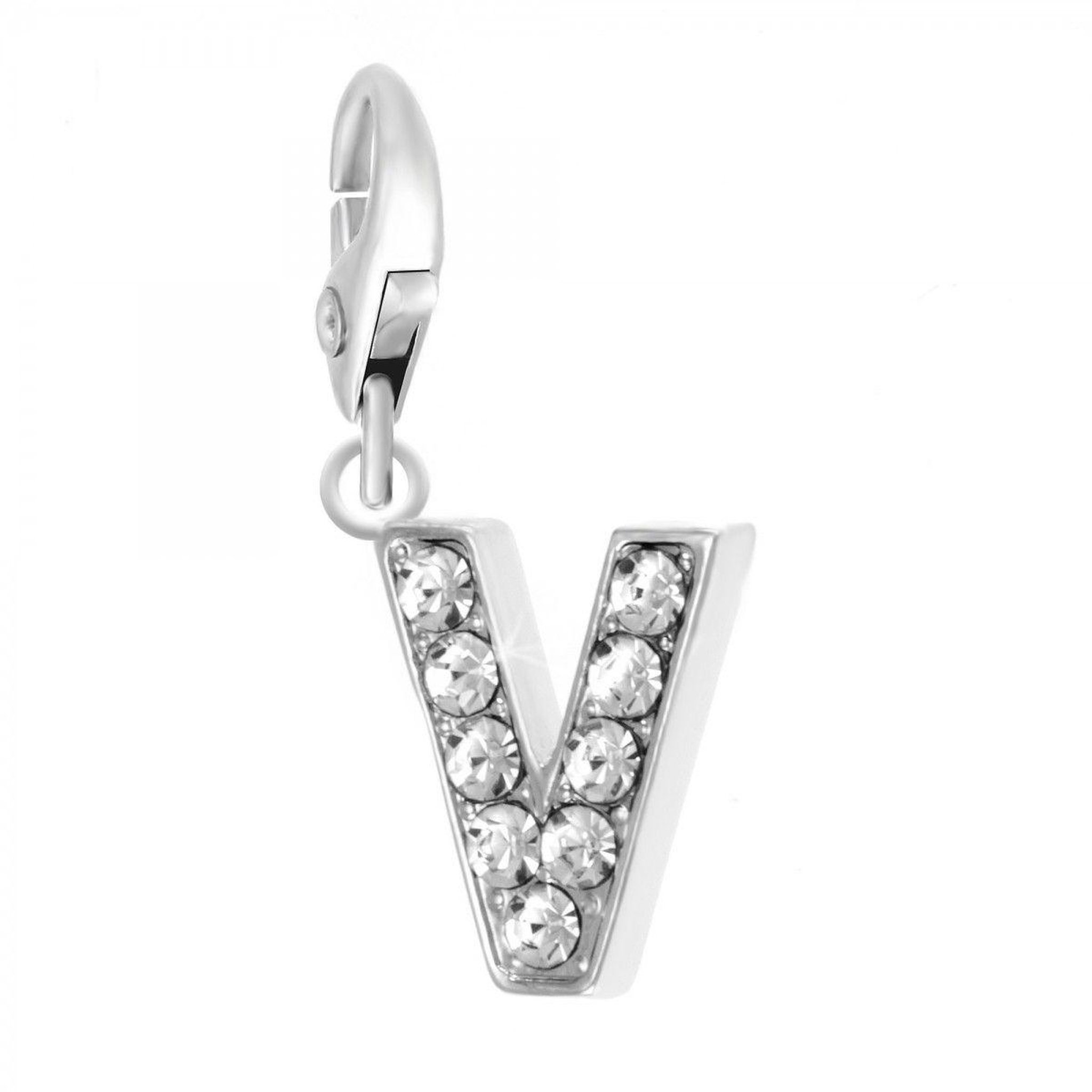 SC CRYSTAL Charm Lettre V SC Crystal orné de Cristaux scintillants