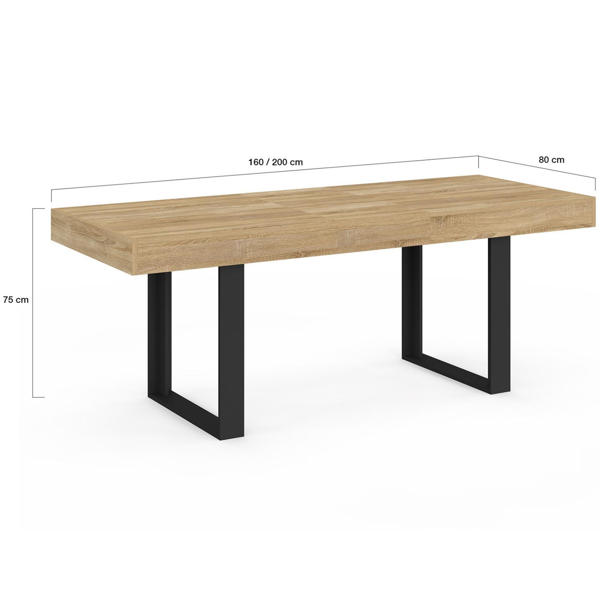 Voir la diapositive 5 : ID MARKET Table à manger extensible rectangle phoenix 4-8 personnes bois et noir 160-200 cm