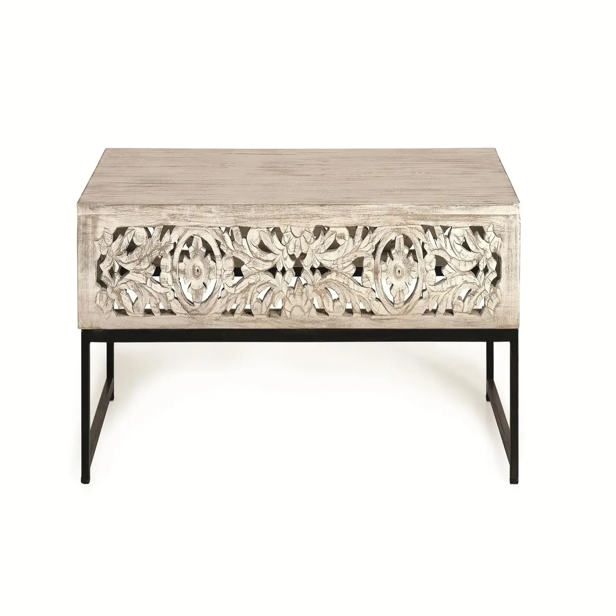 GINER Y COLOMER SL Table basse en bois de manguier 110 cm style ethnique boho sculpté