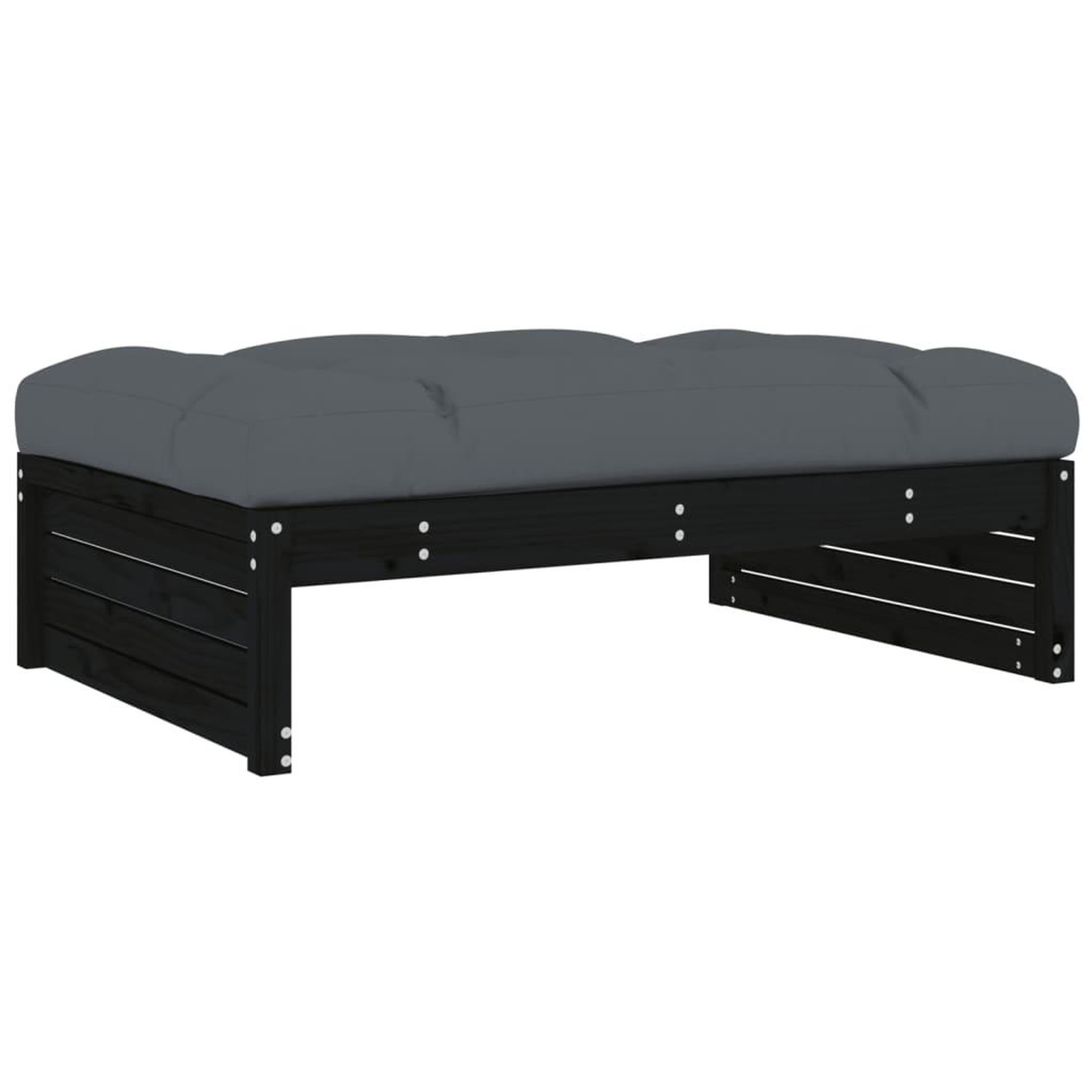 Voir la diapositive 2 : VIDAXL Repose-pied de jardin 120x80 cm noir bois de pin massif