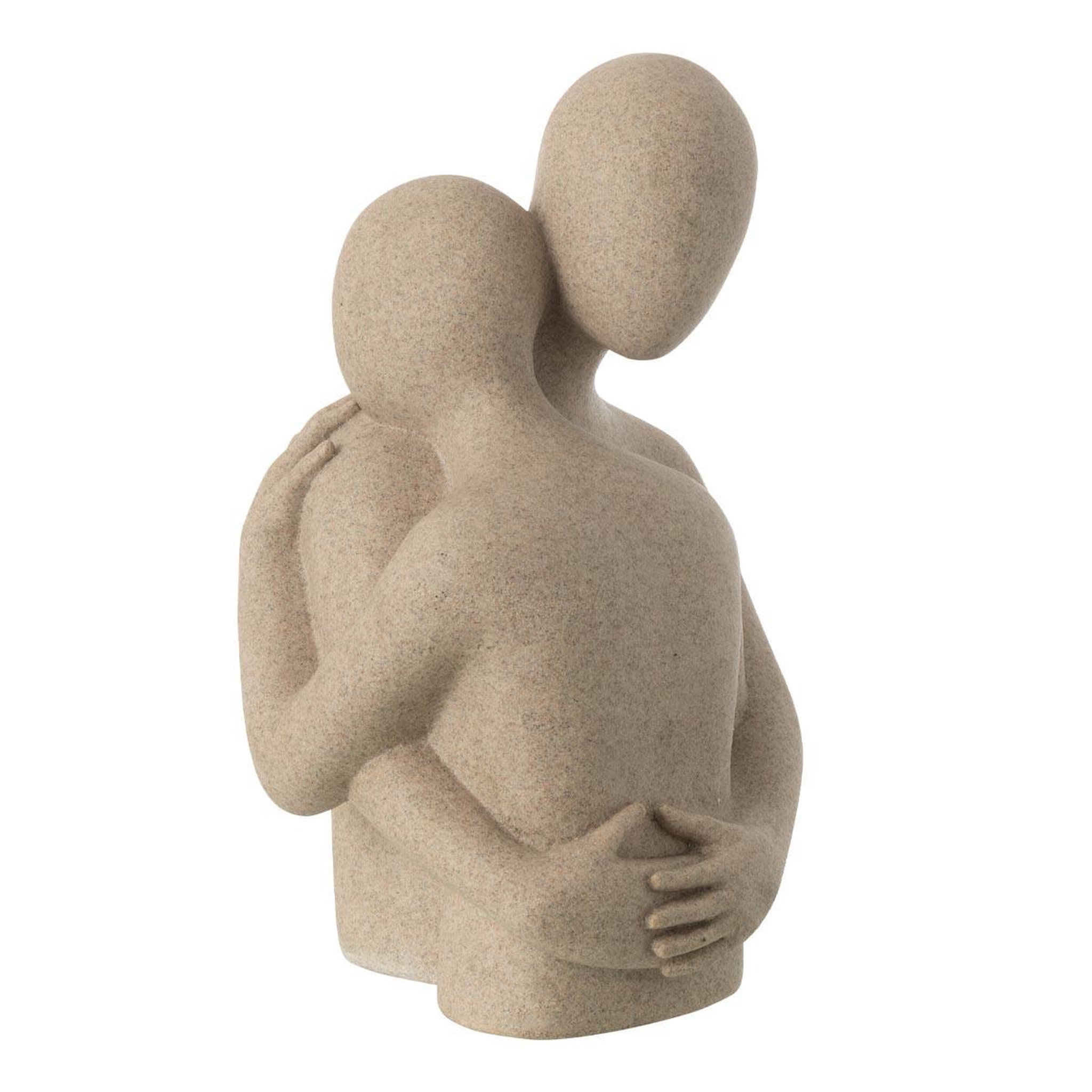 J-LINE Buste couple câlin en résine  shawn  38cm beige