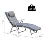 Voir la diapositive 3 : OUTSUNNY Bain de soleil pliable transat inclinable 7 positions chaise longue grand confort avec matelas + accoudoirs métal époxy textilène polyester gris