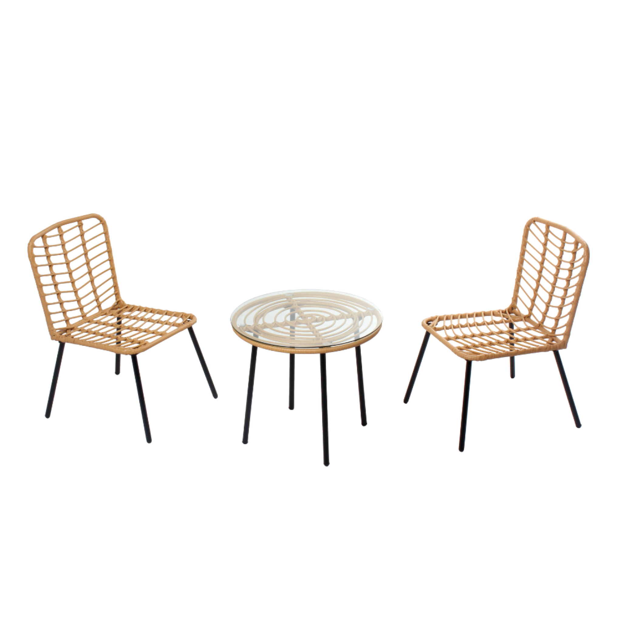 CONCEPT USINE Salon de jardin bas 2 chaises + 1 table cadix