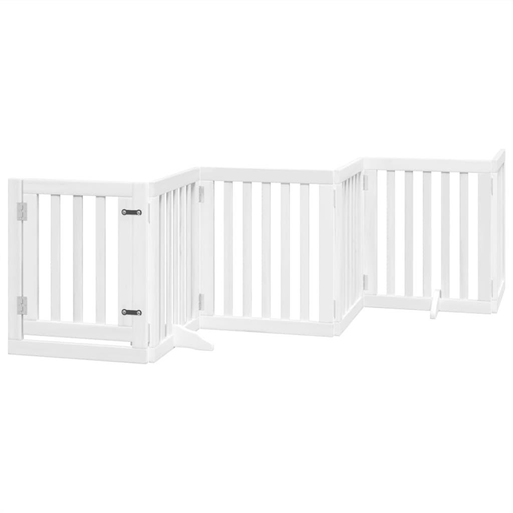 Voir la diapositive 2 : VIDAXL Barriere pour chiens et porte 6 panneaux blanc bois de peuplier