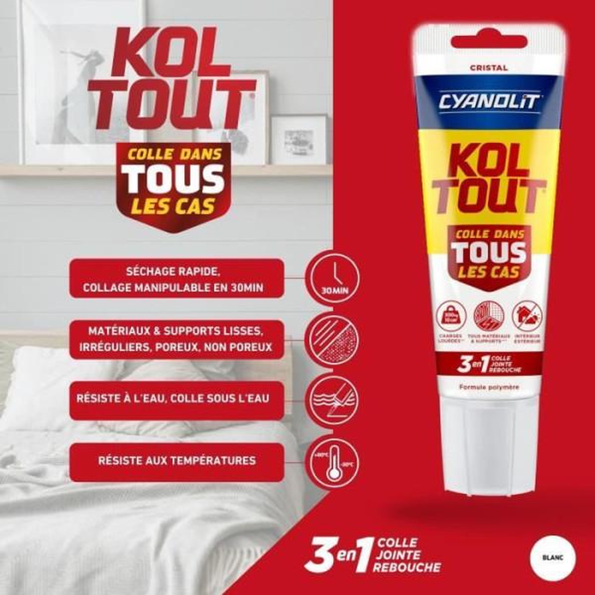 Voir la diapositive 3 : CYANOLIT Colle de fixation et d'étanchéité - CYANOLIT - Cristal - Tube 125 ml - Transparent - Pratique et flexible