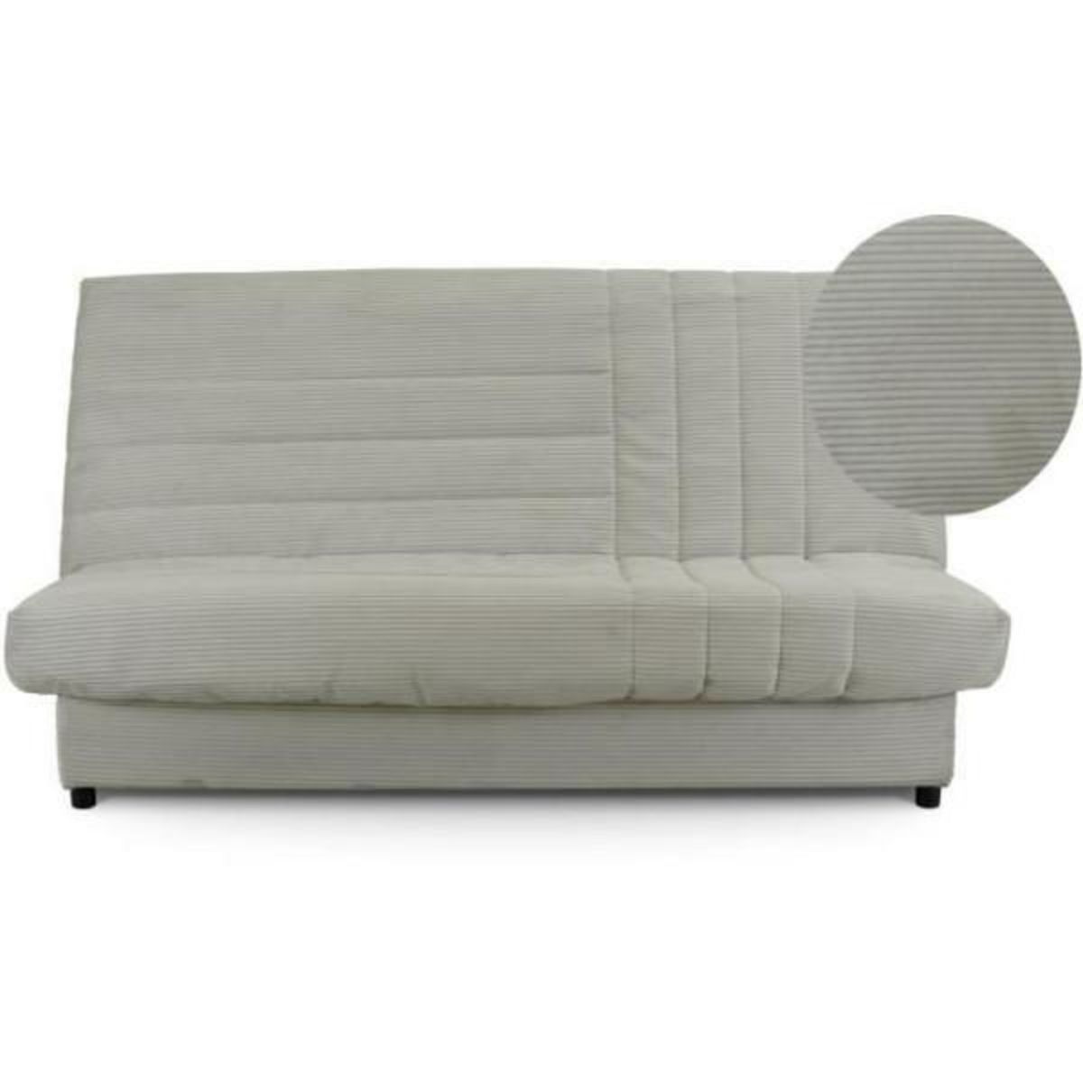 MARKET24 Clic-clac - BEIJA - 3 places - Velours côtelé beige - 130 x 190 x13 cm