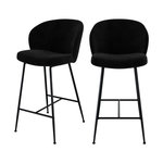 Rendez vous déco Lot de 2 chaises pour îlot central 66,3 cm en tissu bouclé noir-Groom