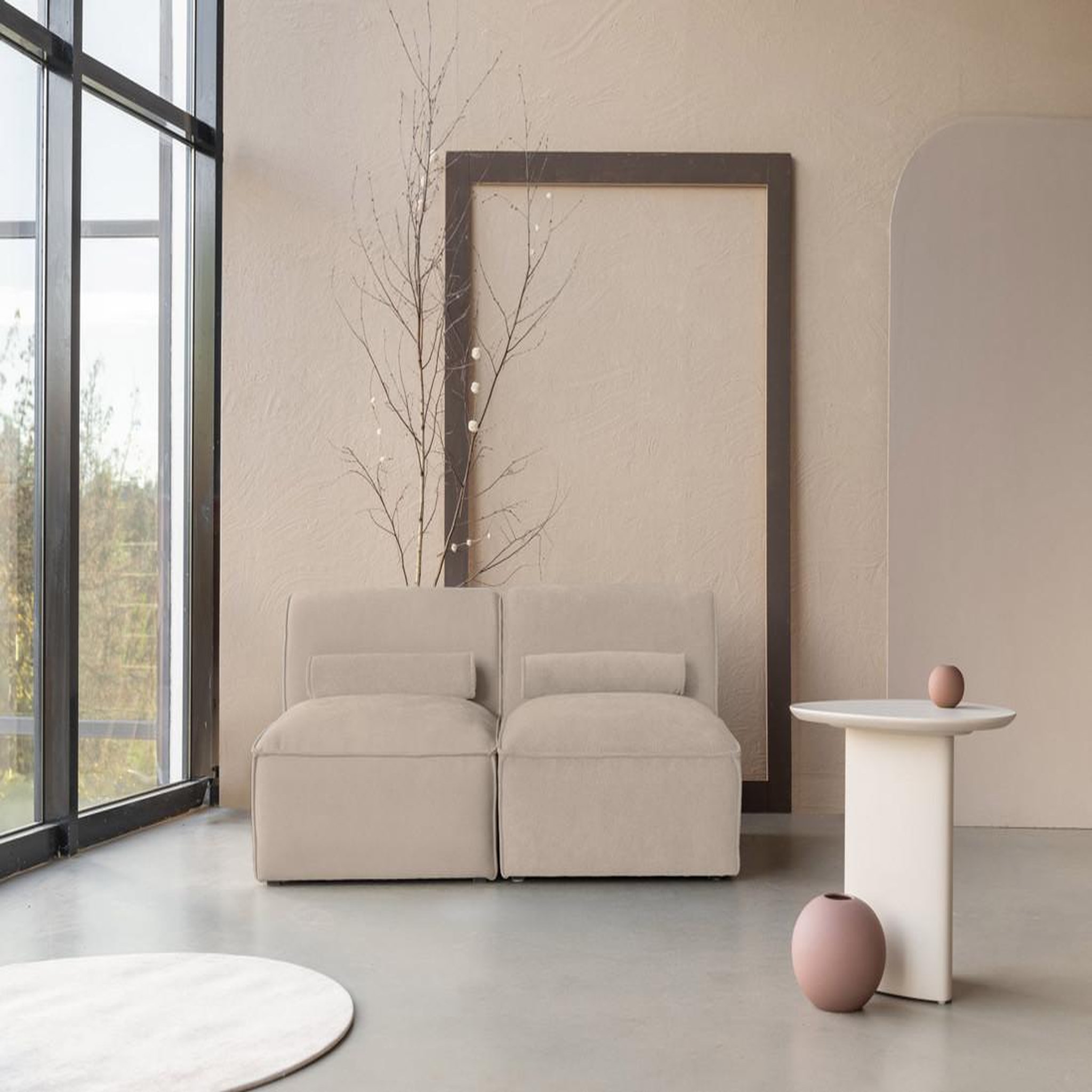 Voir la diapositive 4 : BEST MOBILIER Felix - canapé modulable 2 places en tissu texturé
