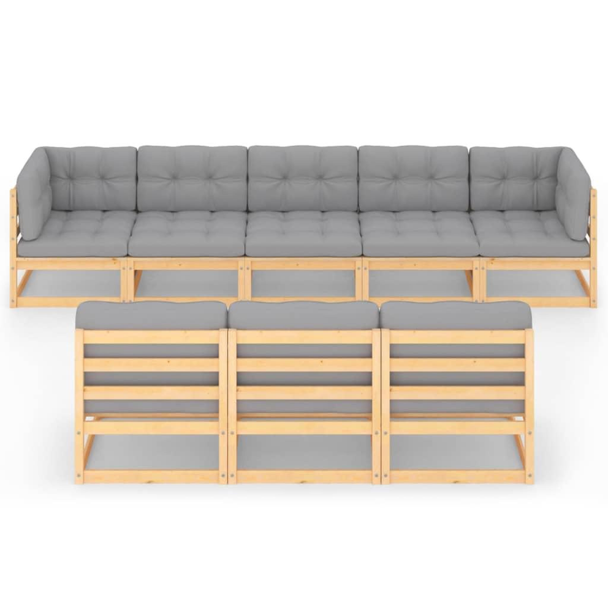 Voir la diapositive 3 : VIDAXL Salon de jardin 8 pcs avec coussins Bois de pin massif