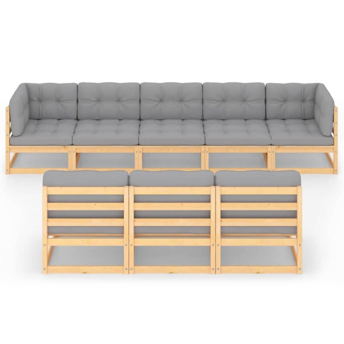 VIDAXL Salon de jardin 8 pcs avec coussins Bois de pin massif