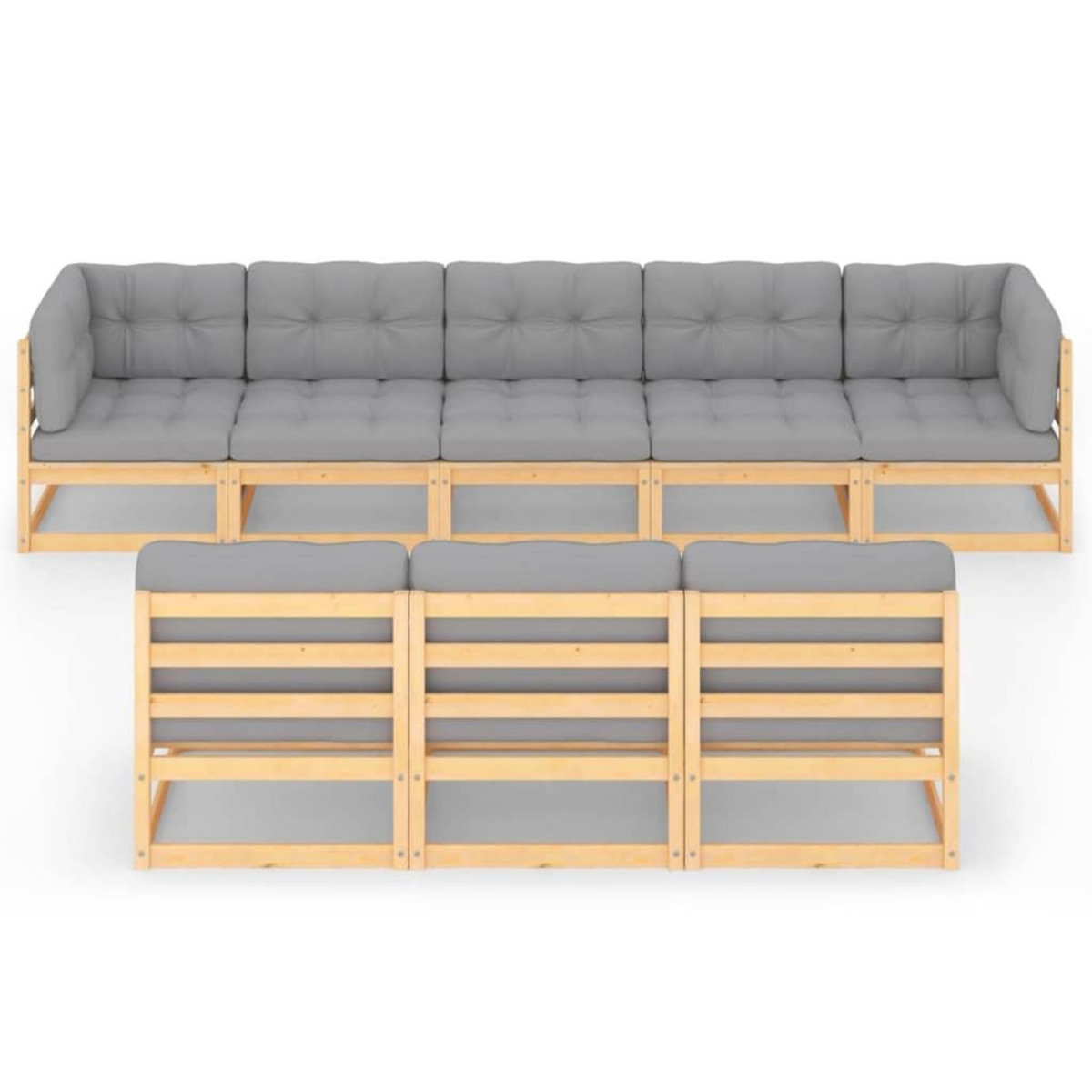 VIDAXL Salon de jardin 8 pcs avec coussins Bois de pin massif