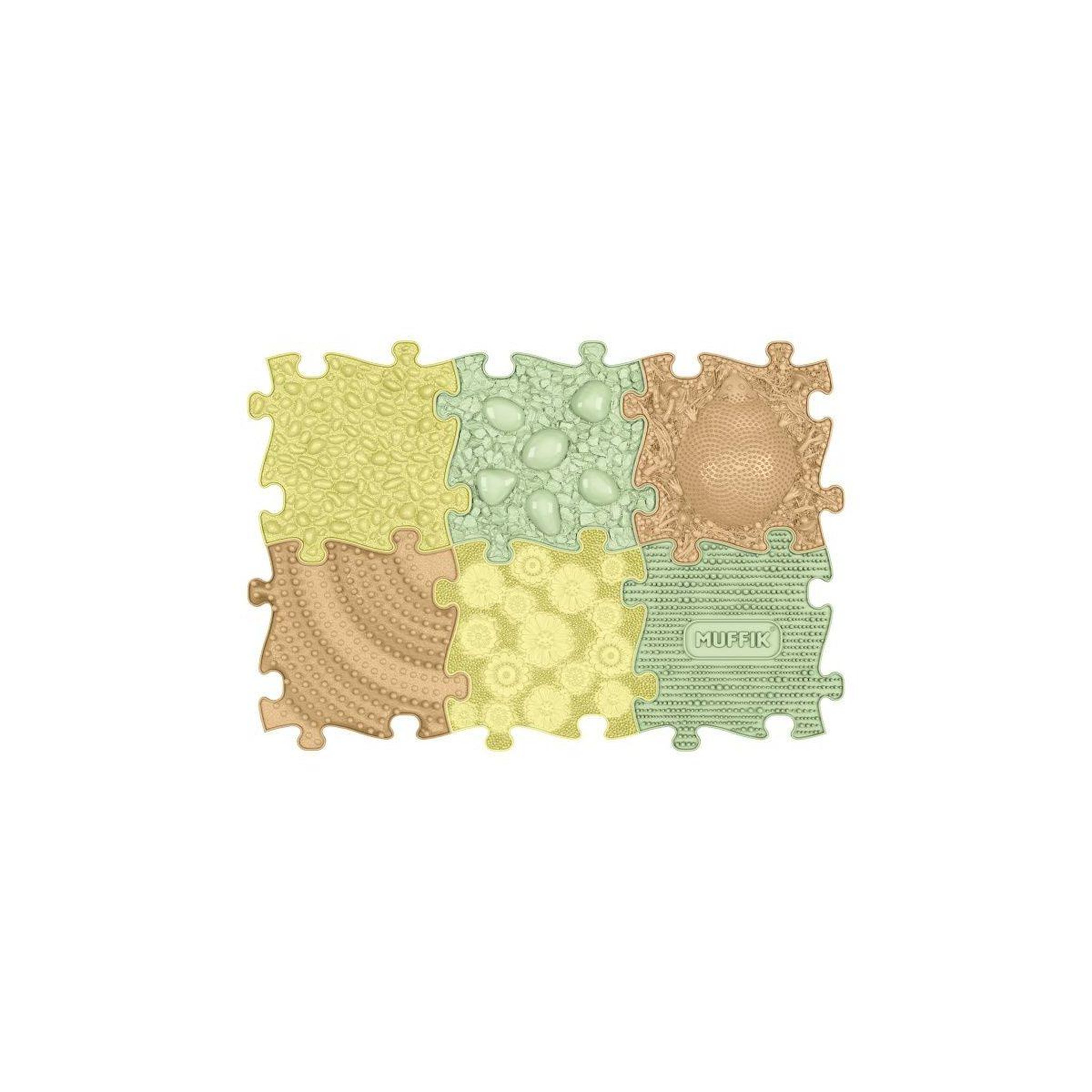 MUFFIK Tapis sensoriel  ensemble printemps - 6 pièces, beige, jaune pastel, vert pastel