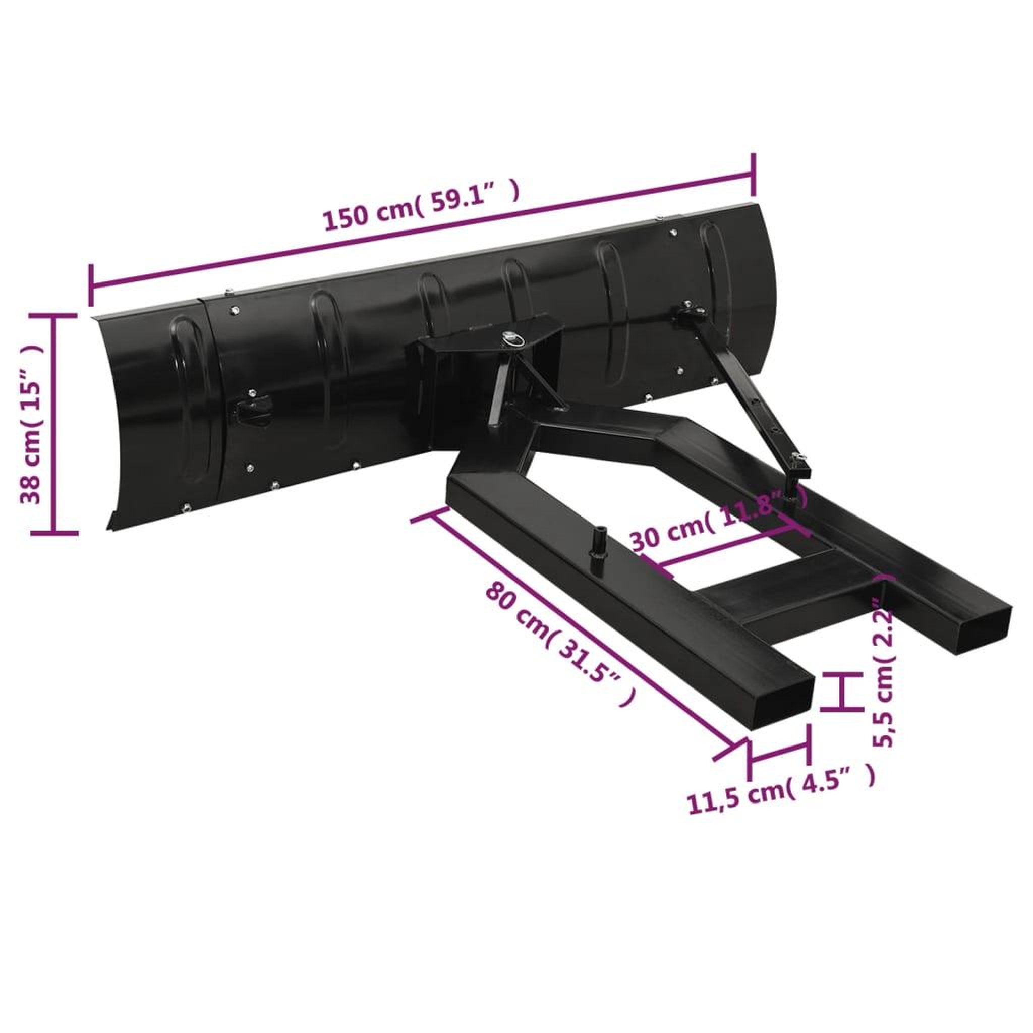 Voir la diapositive 6 : VIDAXL Chasse-neige pour chariot elevateur 150x38 cm Noir