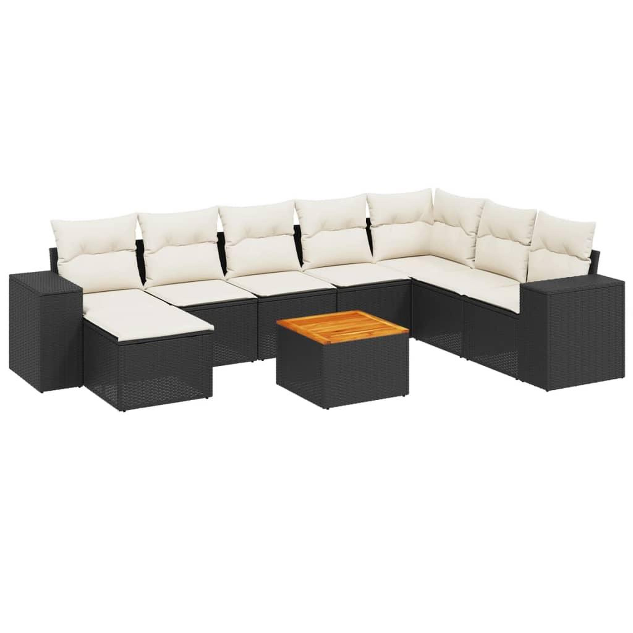 Voir la diapositive 2 : VIDAXL Salon de jardin 9 pcs avec coussins noir resine tressee