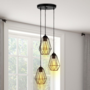 Voir la diapositive 2 : ID MARKET Suspension 3 lampes industrielles forme diamant en métal noir