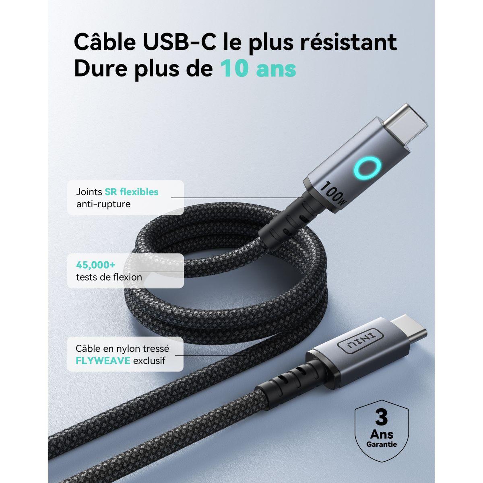 Voir la diapositive 3 : INIU Câble de charge magnétique léopard 100w