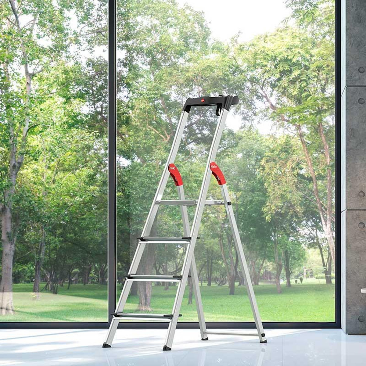 HAILO Escabeau sécurisé pliable en aluminium 4 marches extra larges Hailo ProfiStep XXL