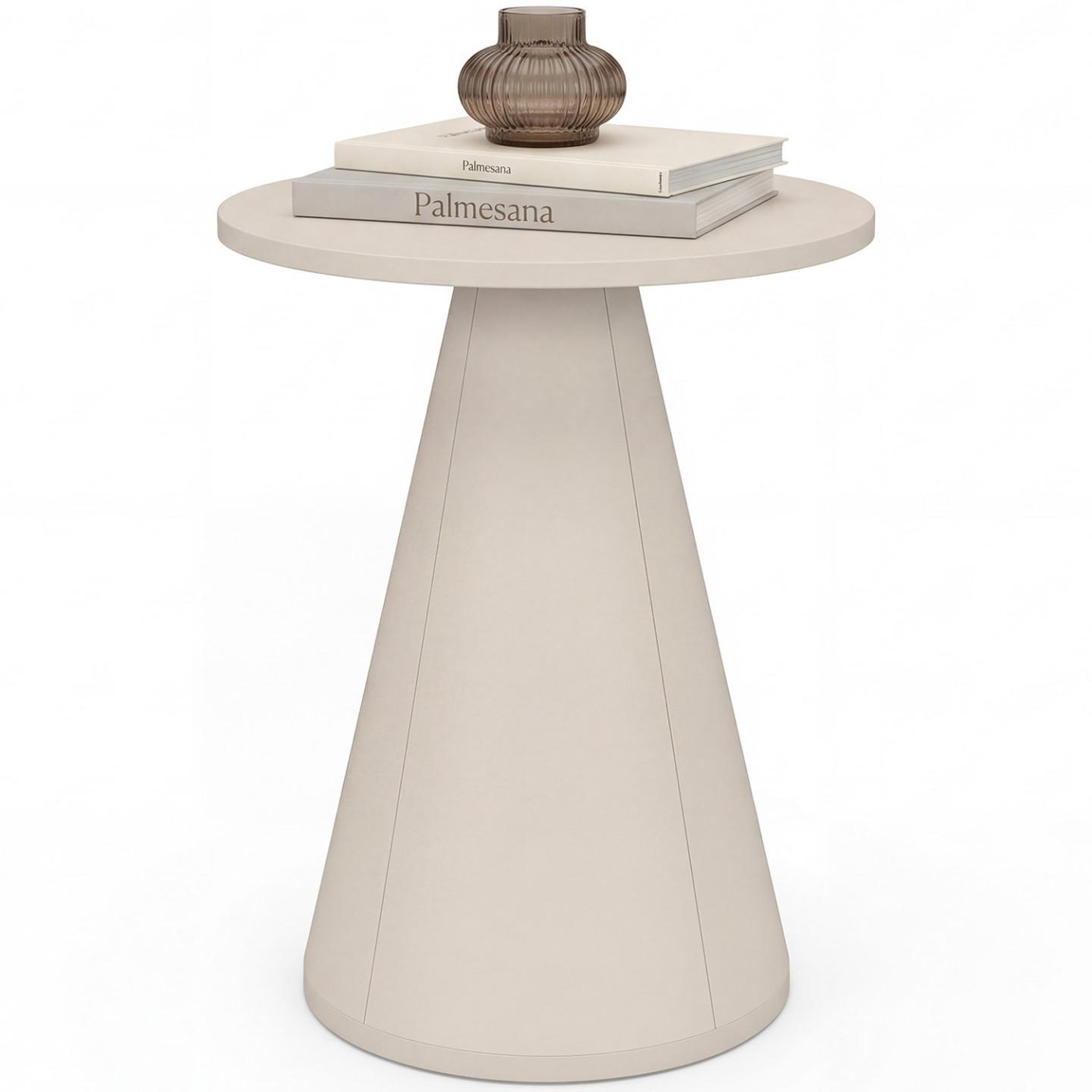 Voir la diapositive 4 : ID MARKET Lot de 2 tables d'appoint rondes, bouts de canapé, tables de chevet ELEONORE 40 cm métal beige