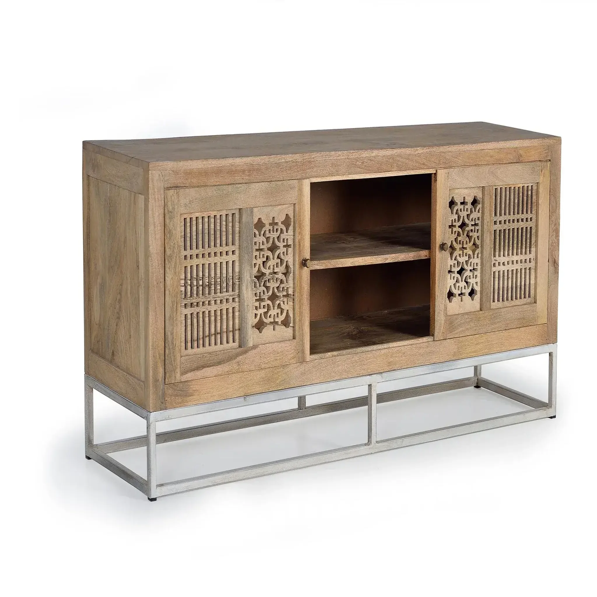 Voir la diapositive 2 : GINER Y COLOMER SL Meuble tv en bois de manguier 160 cm style boho sculpté