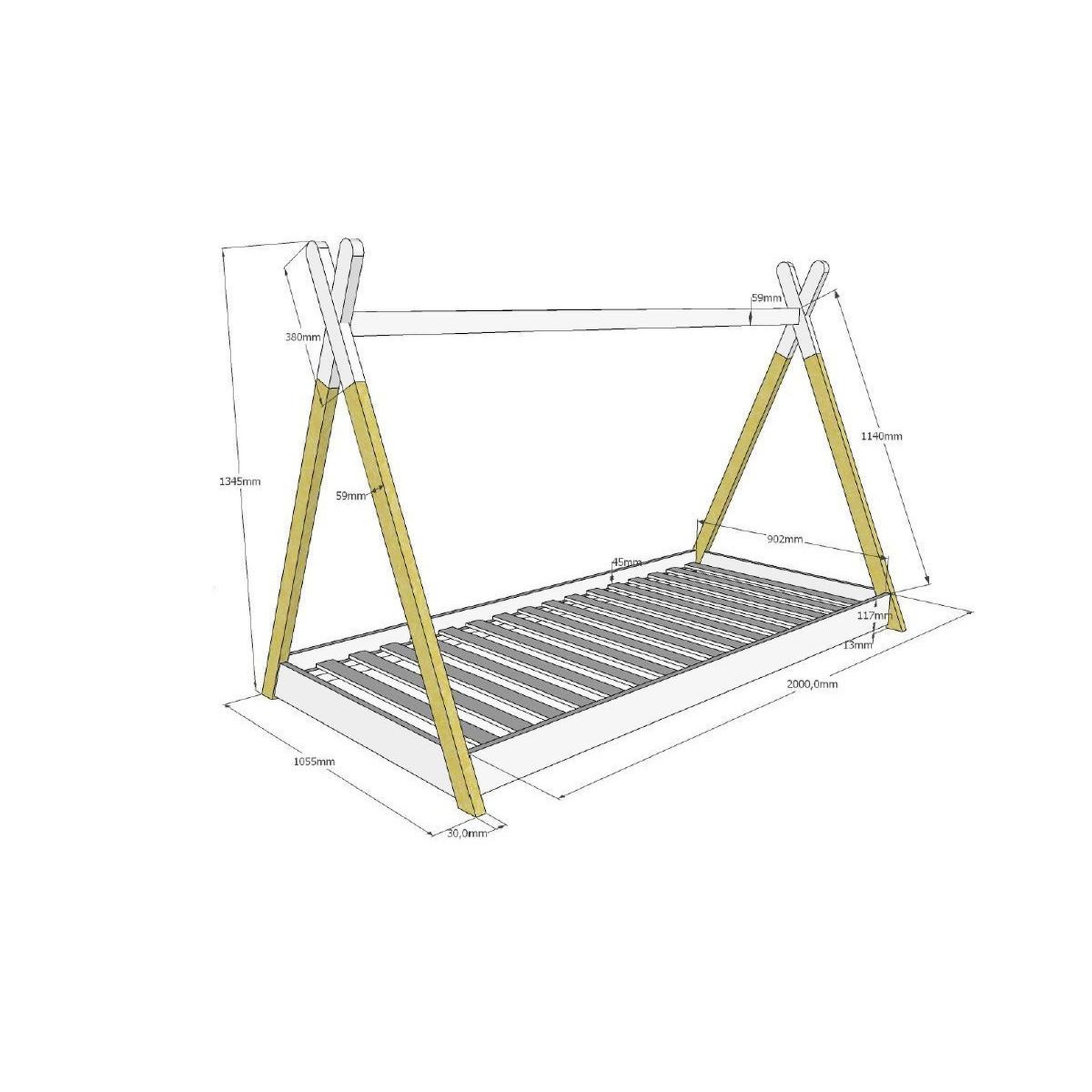 Voir la diapositive 4 : Paris Prix Lit Enfant & Matelas  Tipi  90x200cm Blanc