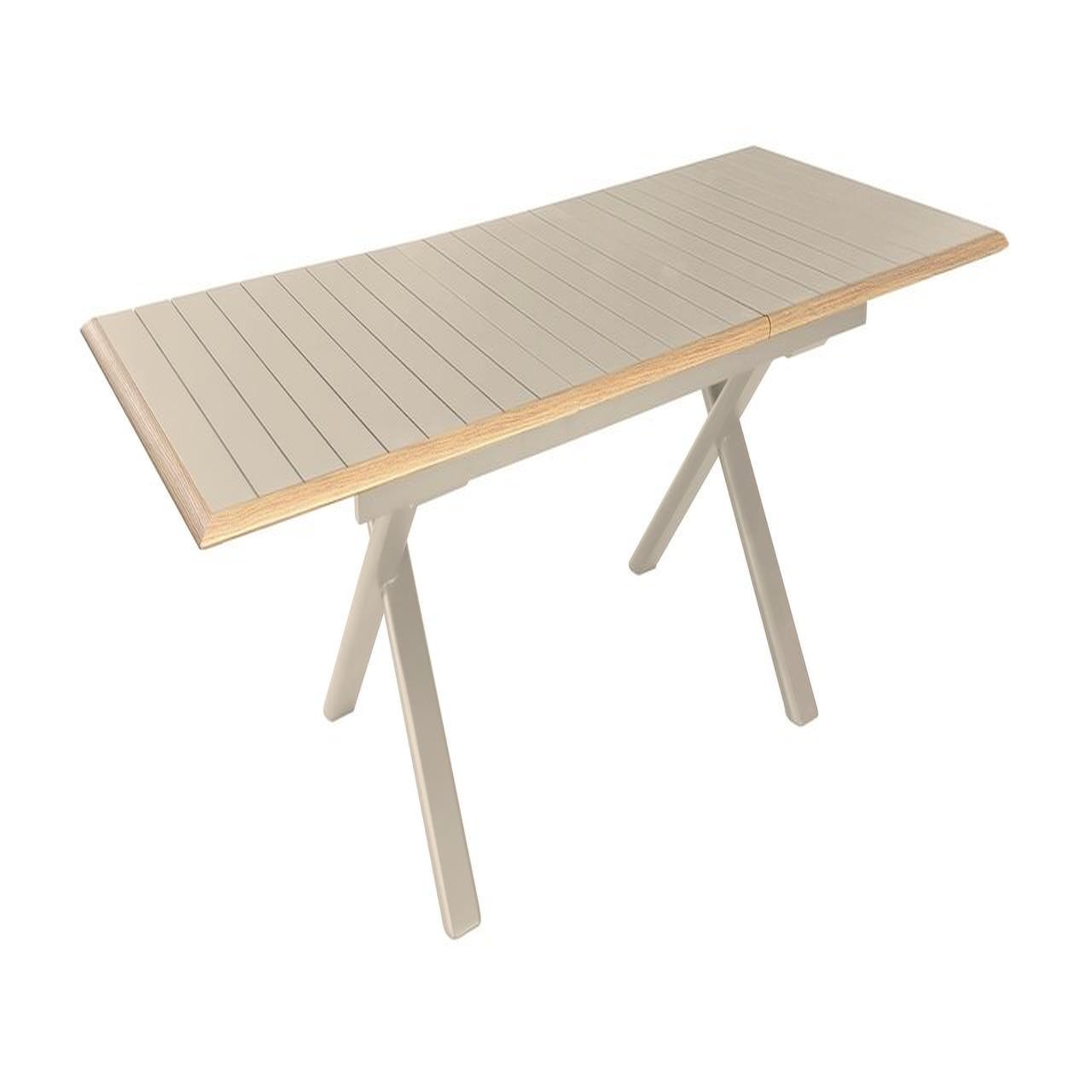 Proloisirs Table de repas extensible en aluminium - COLIBRI 187/247 x 100 - Allonge automatique - Coloris crème et chêne