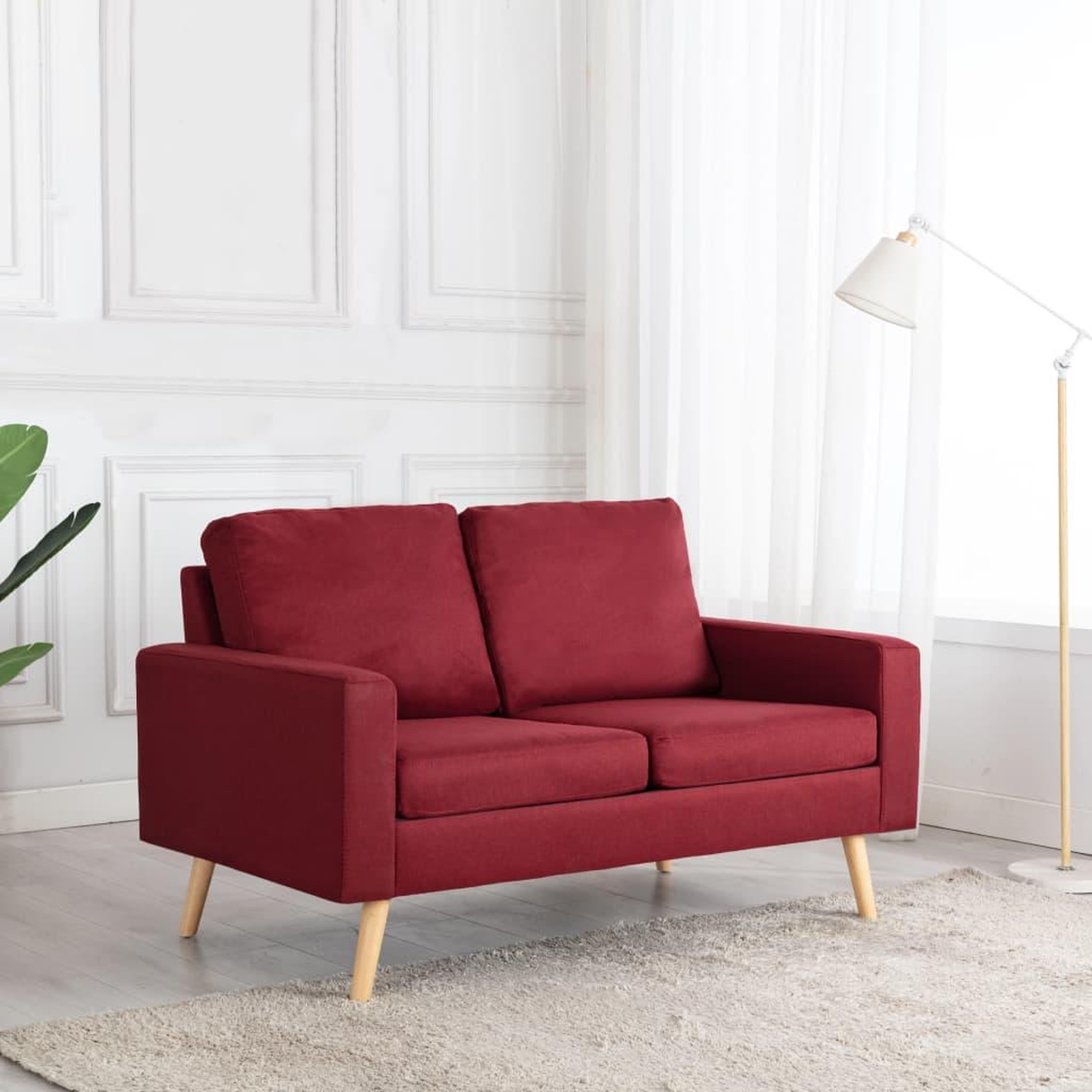 Voir la diapositive 1 : VIDAXL Canape a 2 places Rouge bordeaux Tissu