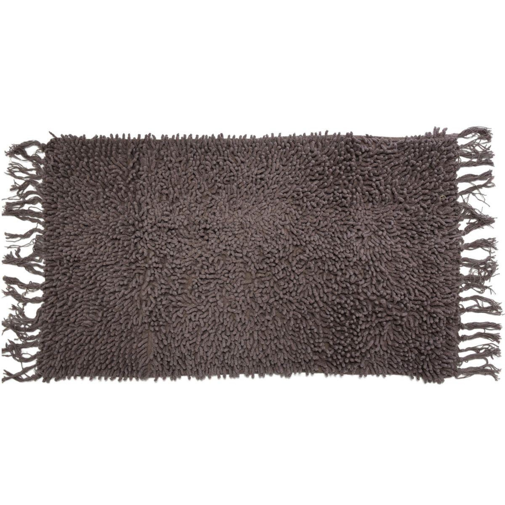 Voir la diapositive 1 : GUY LEVASSEUR Tapis de bain en coton uni à franges 50x70cm