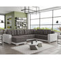 Voir la diapositive 1 : BEST MOBILIER Roger - canapé panoramique d'angle réversible 7 places convertible avec coffre en tissu