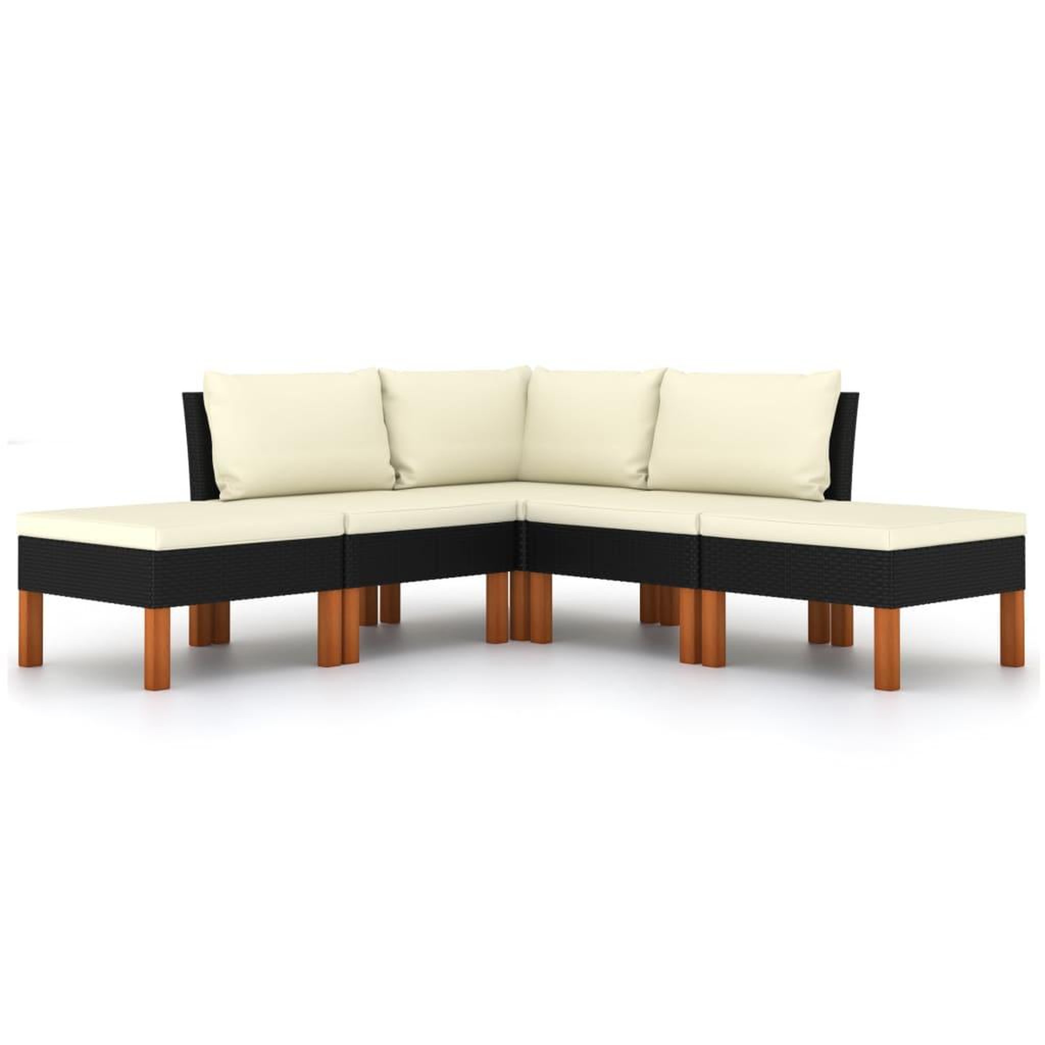 Voir la diapositive 4 : VIDAXL Salon de jardin 5 pcs avec coussins Resine tressee Noir