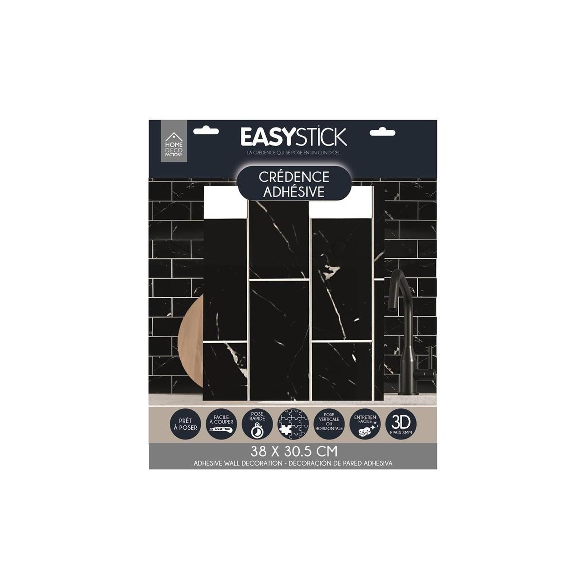 Voir la diapositive 4 : Je cherche une idee Crédence adhésive  easystick  30x38cm noir