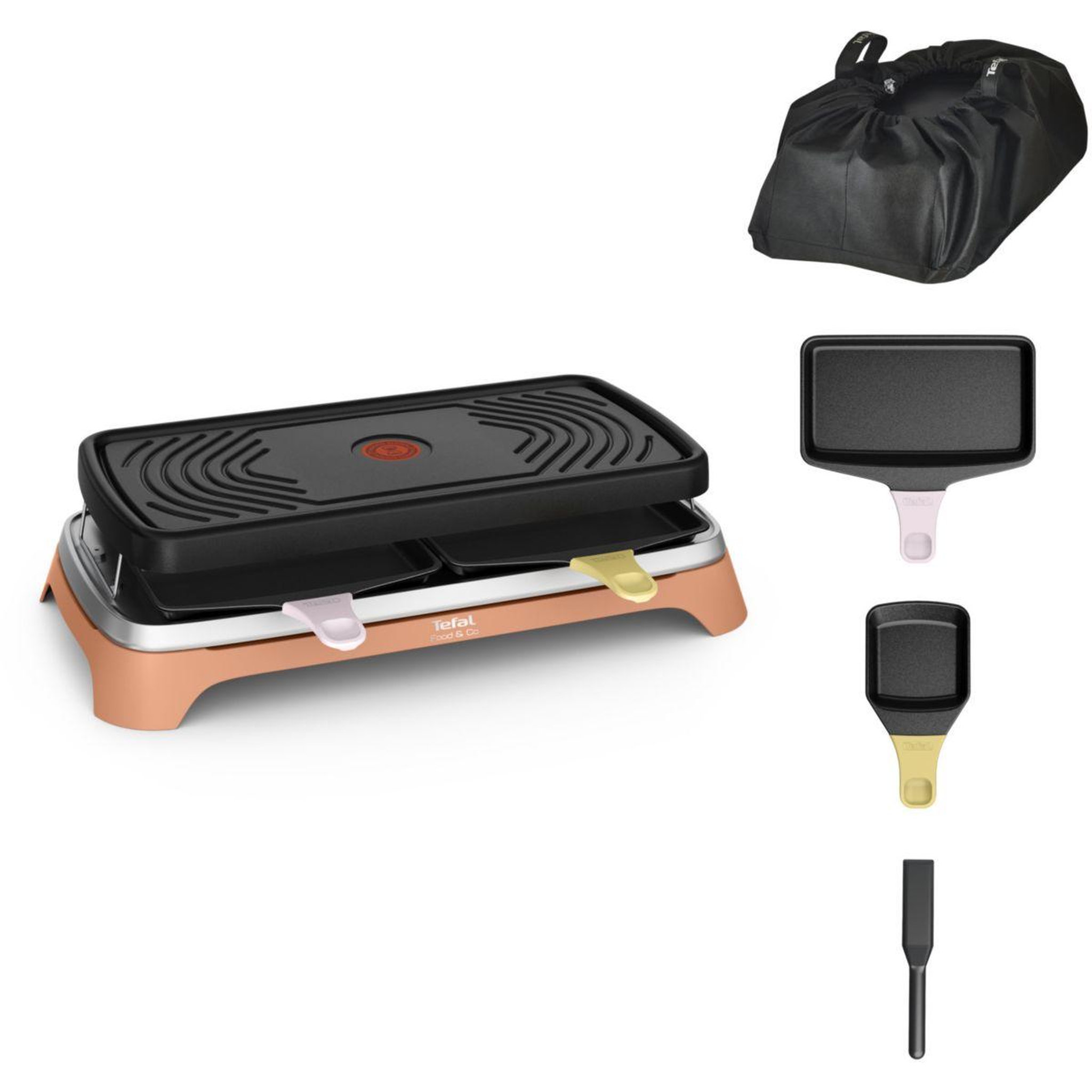 Voir la diapositive 3 : TEFAL Raclette 2 en 1 plancha Food & Co x8 RE651JF0