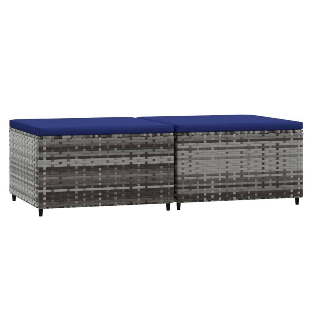 VIDAXL Repose-pieds de jardin et coussins lot de 2 gris resine tressee