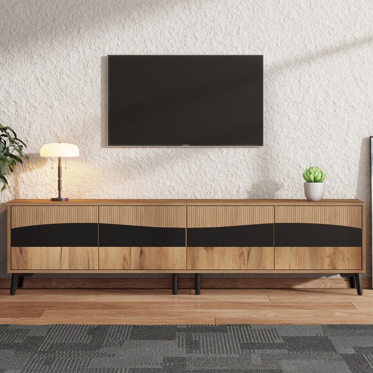 MERAX Meuble tv naturel 180 cm panneau de particules