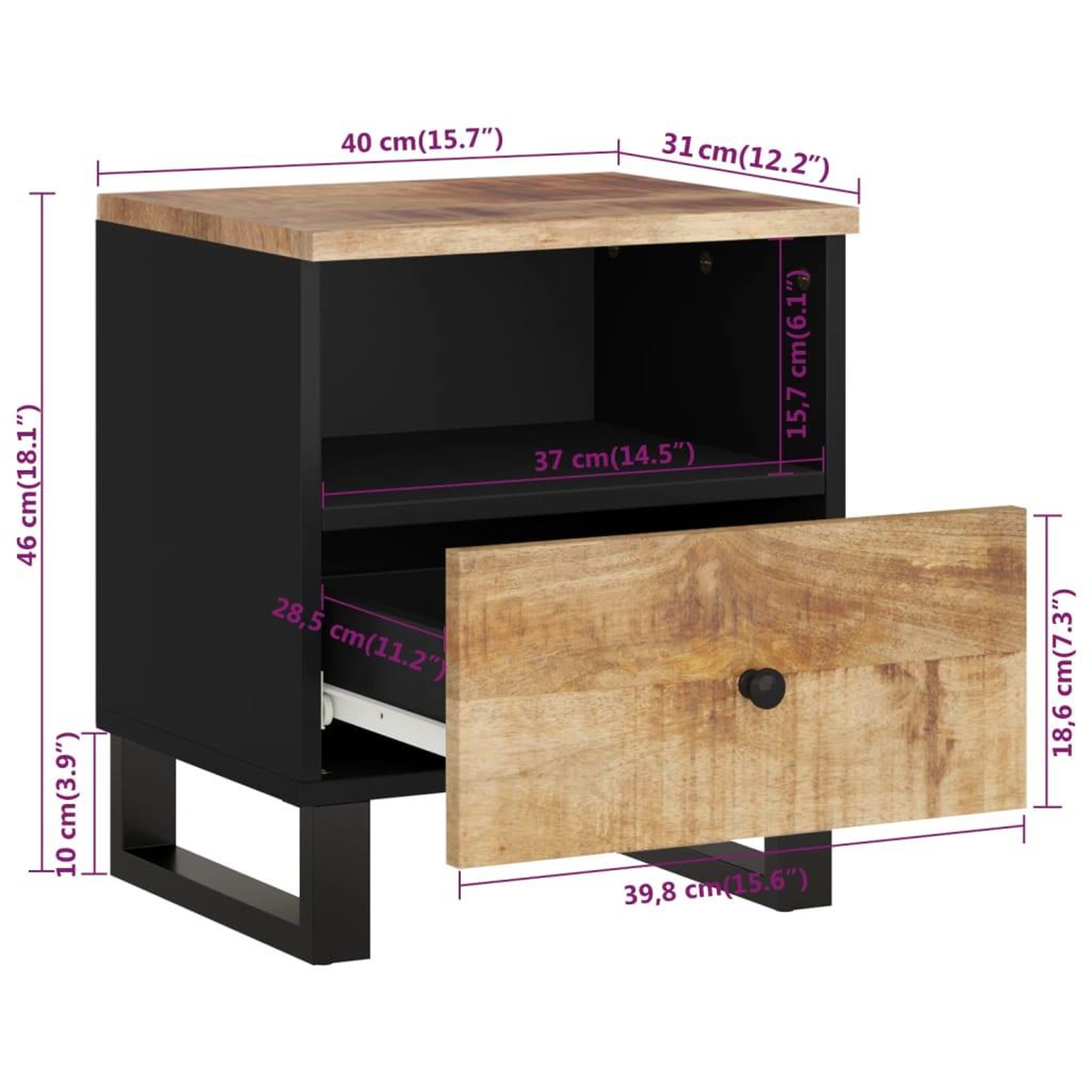 Voir la diapositive 6 : VIDAXL Tables de chevet 2 pcs Bois de manguier solide et d'ingenierie