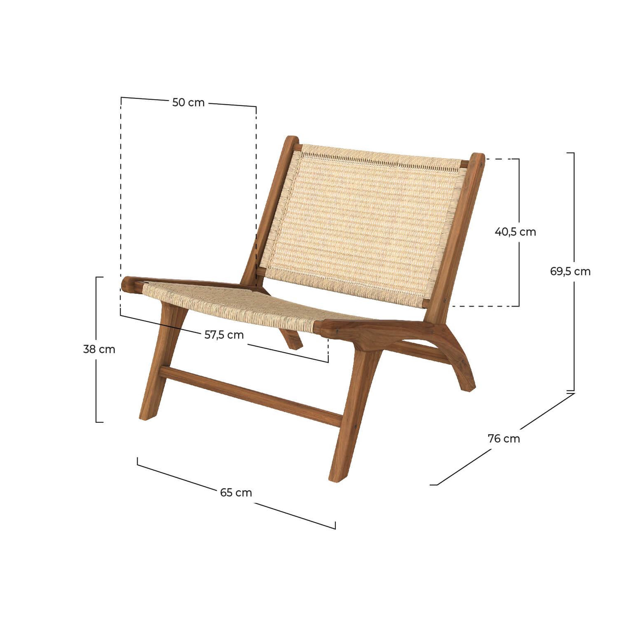 Voir la diapositive 4 : MAISON PAVANE Fauteuil en bois de teck et tressage vannerie en rotin-kilka