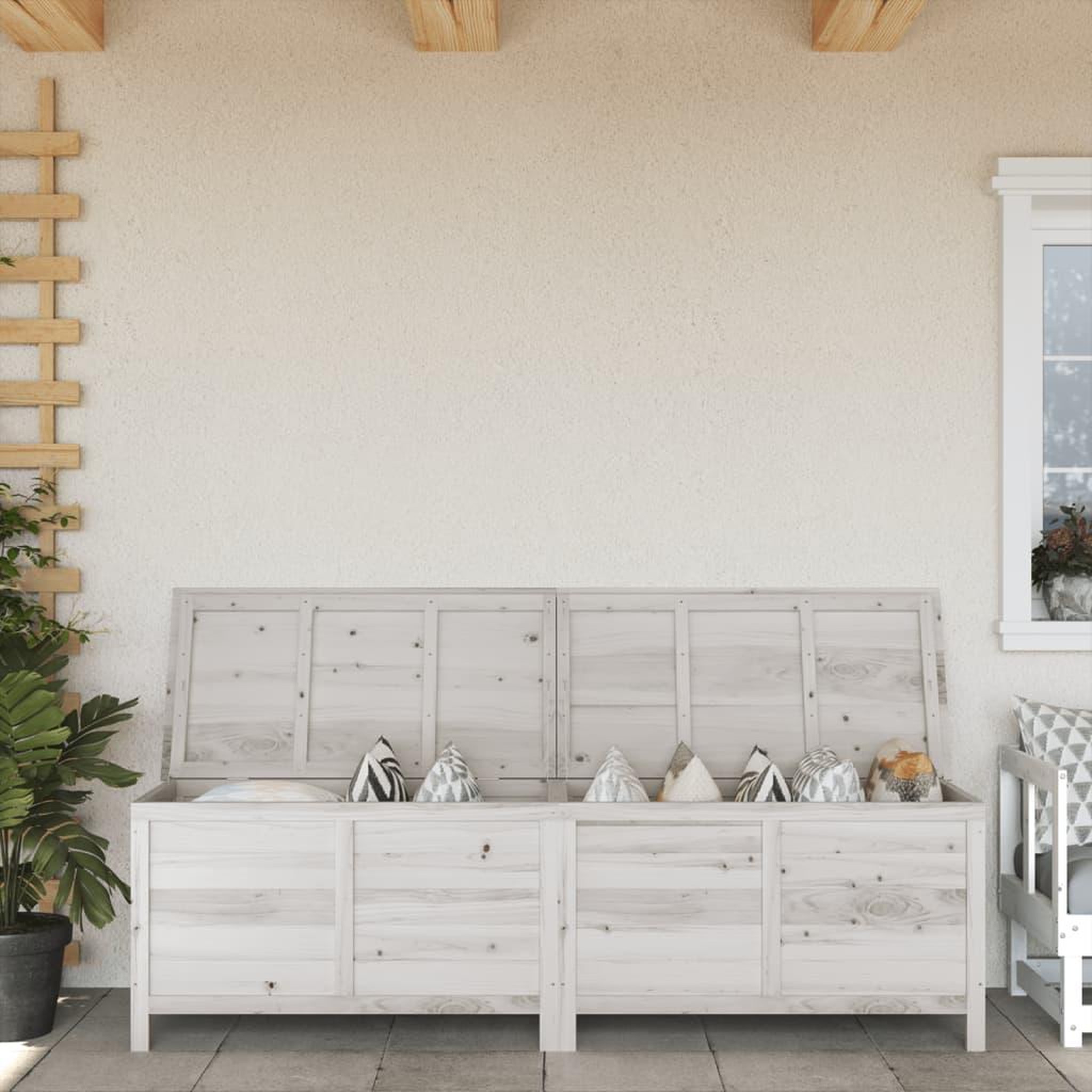 VIDAXL Boîte de rangement de jardin blanc bois massif de sapin