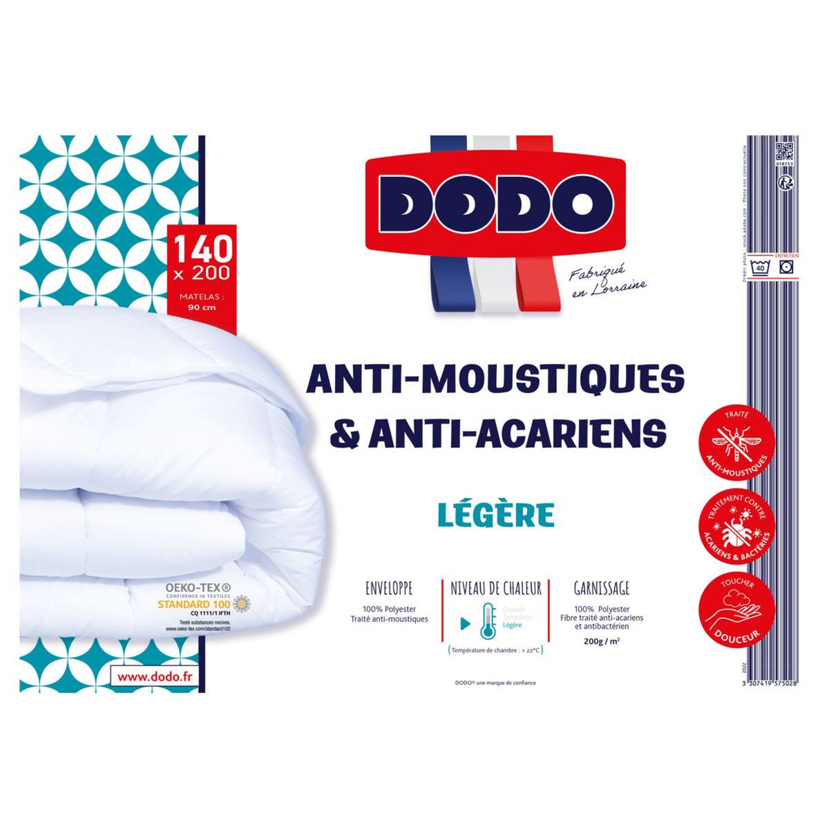 DODO Couette Légère Anti-Moustiques & Anti-Acariens 200 g/m²