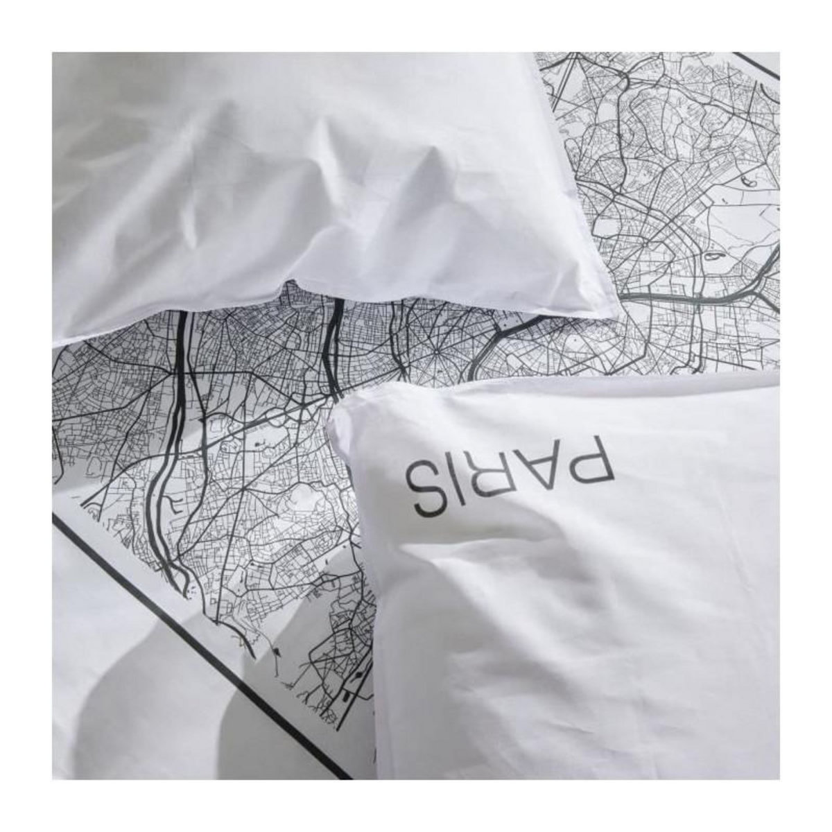 Today Parure de lit - TODAY - JAVA - 2 personnes - 240x220 cm - Coton - Imprimé Paris - Blanc