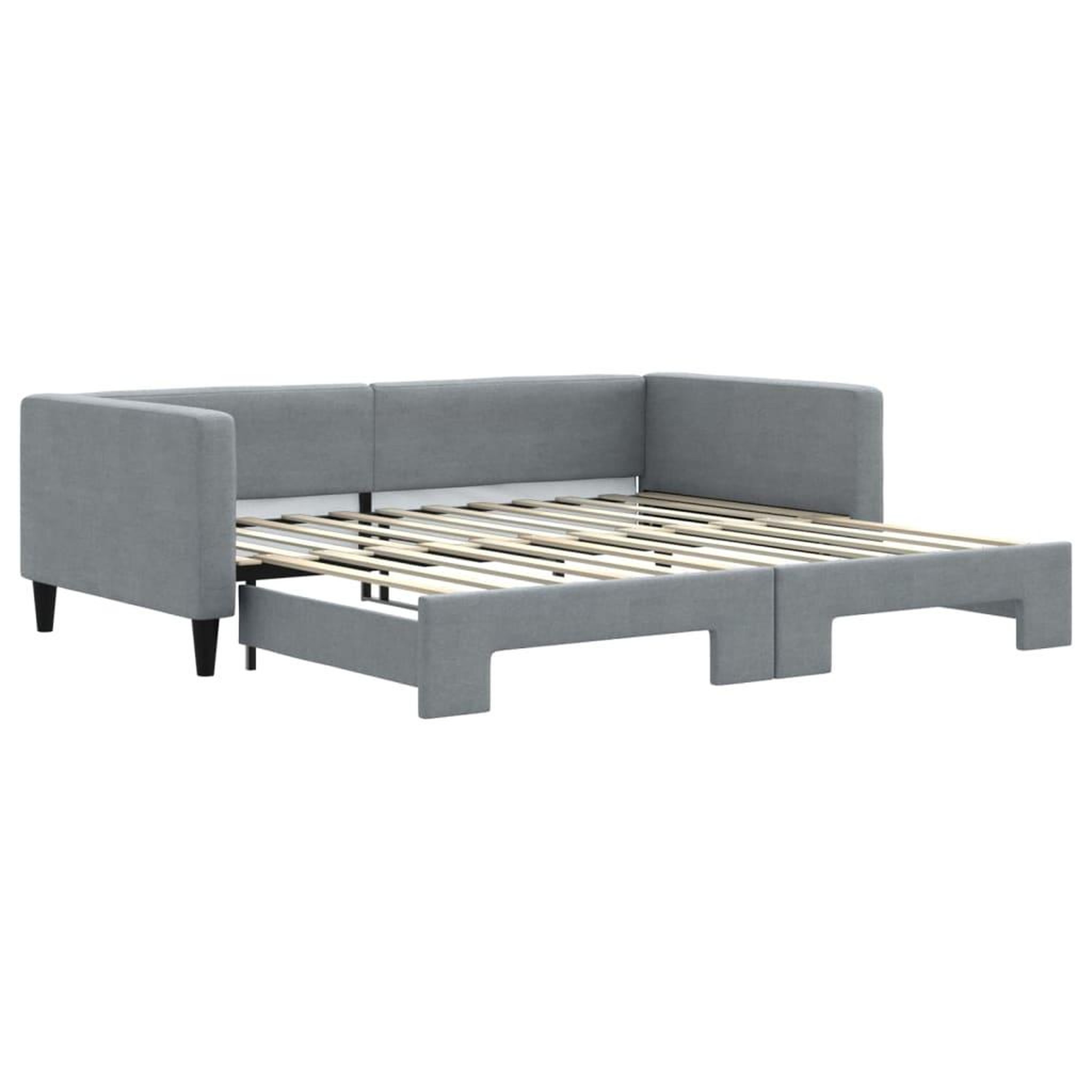 Voir la diapositive 2 : VIDAXL Lit de jour avec gigogne sans matelas gris clair 100x200 cm